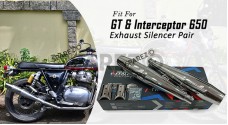 For Royal Enfield GT and Interceptor 650 Silver Stallion Exhaust Silencer LH RH - SPAREZO